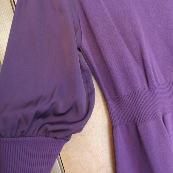Eva Mendes NY & Co Purple Midi Dress L Long Sleeve Empire Waist NWT - Picture 4 of 10